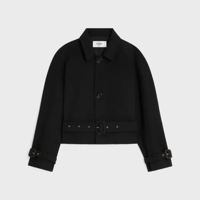 Jacket in Cotton and Wool Gabardine