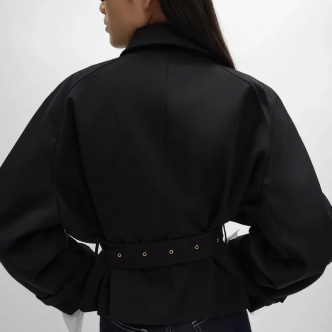 Jacket in Cotton and Wool Gabardine