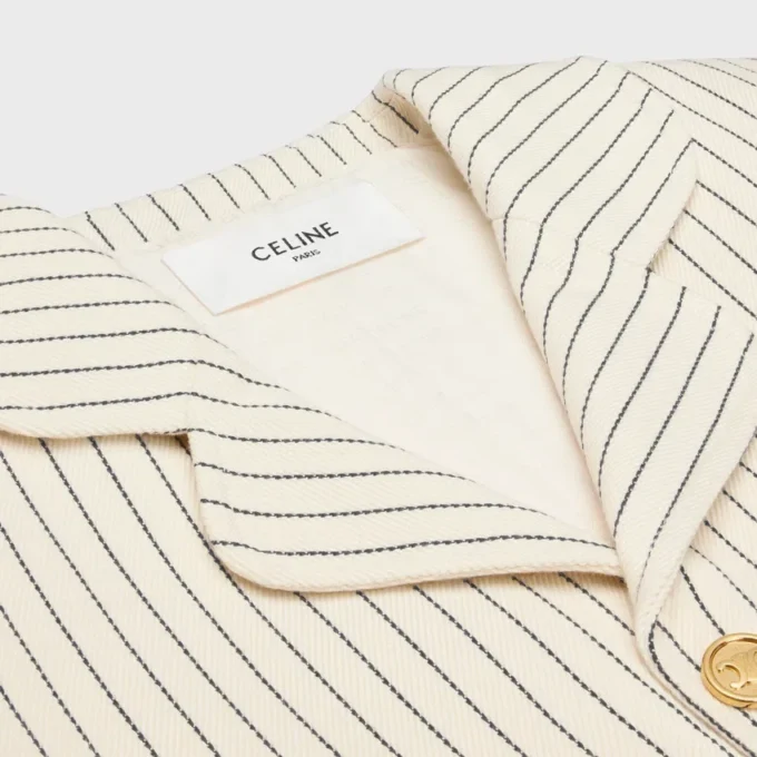 Jacket in Striped Cotton Gabardine Jacket in Striped Cotton Gabardine