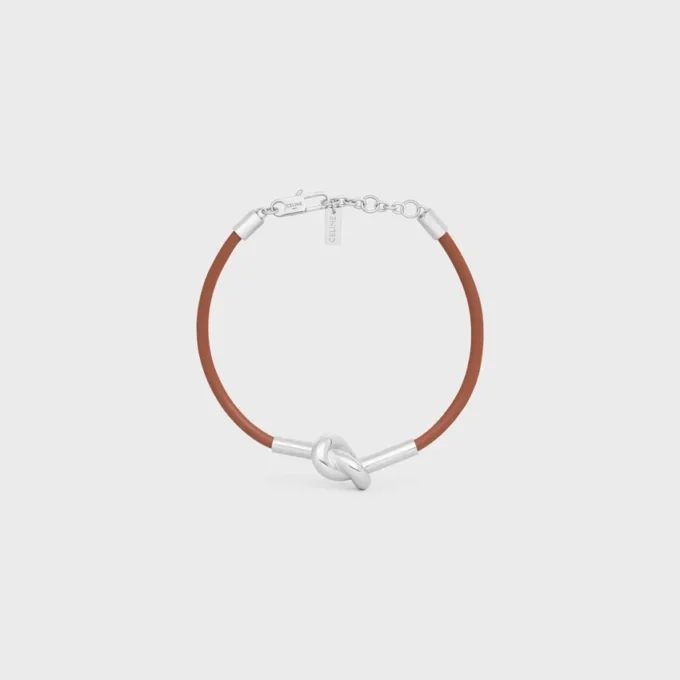 Knot Bracelet in Calfskin and Brass with Rhodium Finish Knot Bracelet in Calfskin and Brass with Rhodium Finish