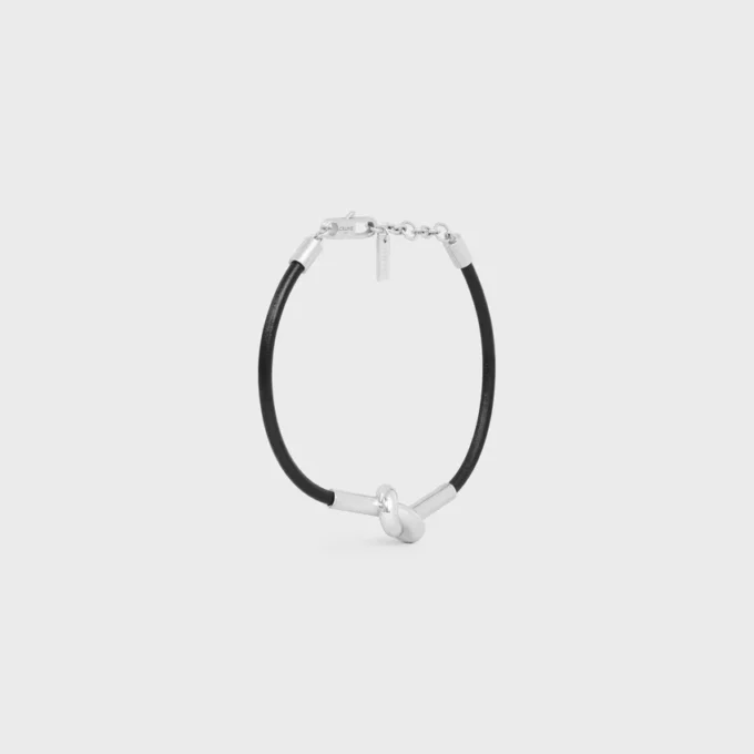Knot Bracelet in Calfskin and Brass with Rhodium Finish Knot Bracelet in Calfskin and Brass with Rhodium Finish