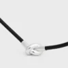 Knot Necklace in Calfskin and Brass with Rhodium Finish Knot Necklace in Calfskin and Brass with Rhodium Finish