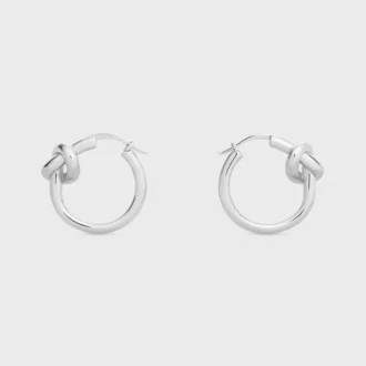 Knot Small Hoops in Brass with Rhodium Finish
