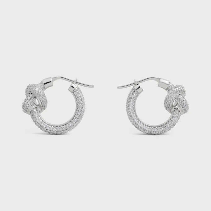 Knot Sparkle Hoops in Strass and Brass with Rhodium Finish