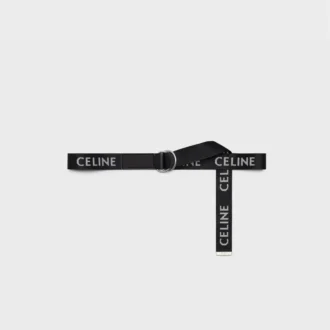 Large 30Mm Double Ring Belt in Jacquard Textile and Calfskin