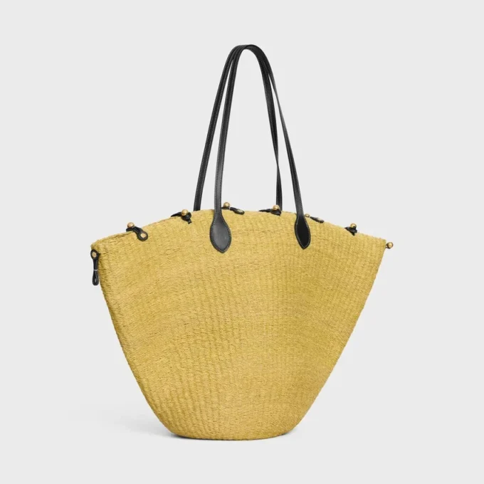 Large Triomphe Beads Basket in Sisal and Calfskin Large Triomphe Beads Basket in Sisal and Calfskin