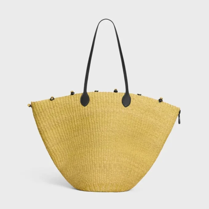 Large Triomphe Beads Basket in Sisal and Calfskin Large Triomphe Beads Basket in Sisal and Calfskin