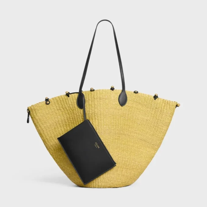 Large Triomphe Beads Basket in Sisal and Calfskin Large Triomphe Beads Basket in Sisal and Calfskin