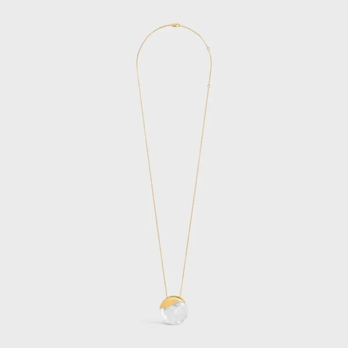 Les Pierres Celine Necklace in Rock Crystal and Brass with Gold Finish Les Pierres Celine Necklace in Rock Crystal and Brass with Gold Finish