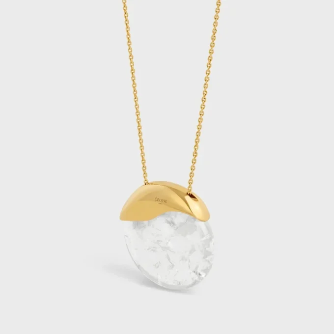 Les Pierres Celine Necklace in Rock Crystal and Brass with Gold Finish Les Pierres Celine Necklace in Rock Crystal and Brass with Gold Finish