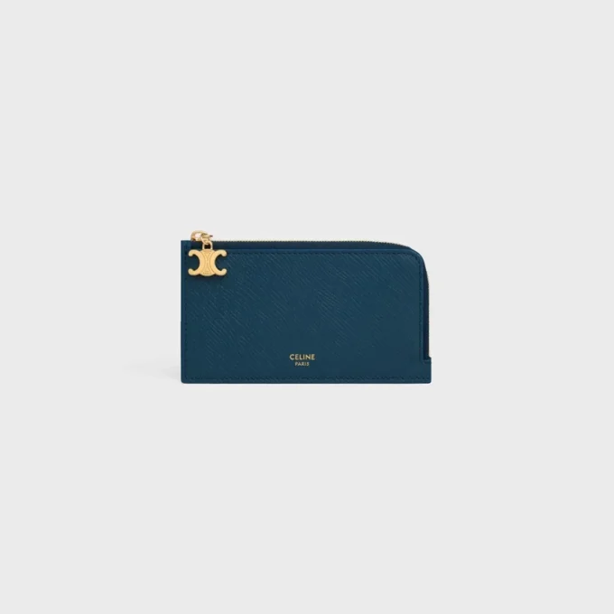 Long Zipped Card Holder in Grained Calfskin Long Zipped Card Holder in Grained Calfskin