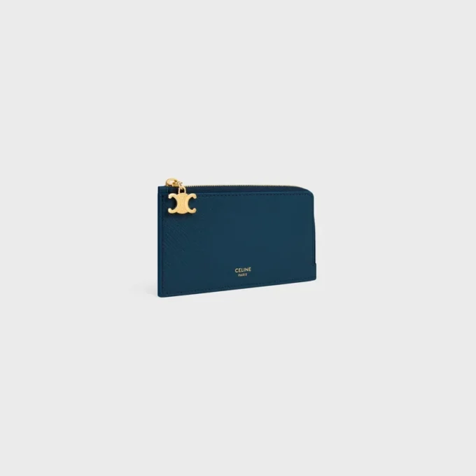Long Zipped Card Holder in Grained Calfskin Long Zipped Card Holder in Grained Calfskin