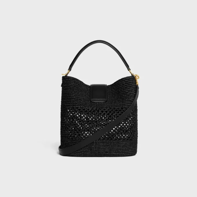 Medium Louise Bucket in Raffia and Calfskin Medium Louise Bucket in Raffia and Calfskin
