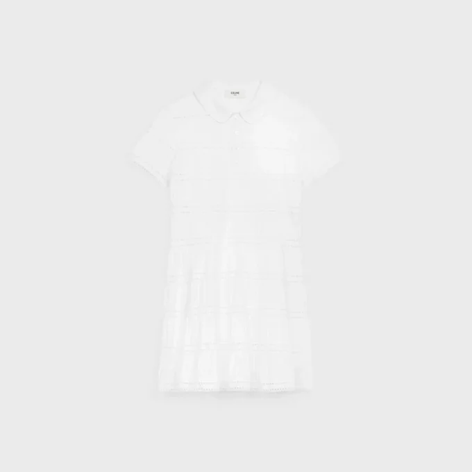 Mini Dress with Embroidered Trims in Cotton Batiste Mini Dress with Embroidered Trims in Cotton Batiste