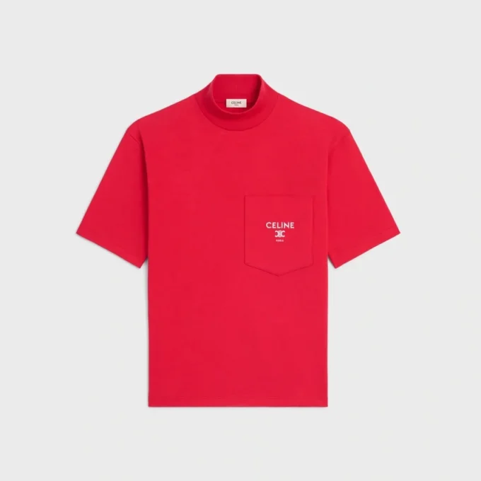 Mock Neck T-Shirt in Cotton Jersey Mock Neck T-Shirt in Cotton Jersey