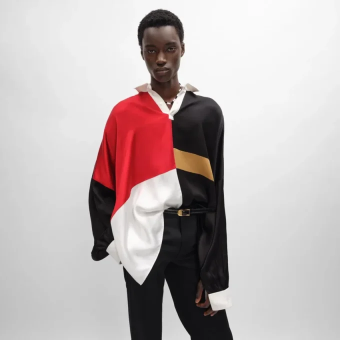 Polo Shirt in Viscose Satin Polo Shirt in Viscose Satin