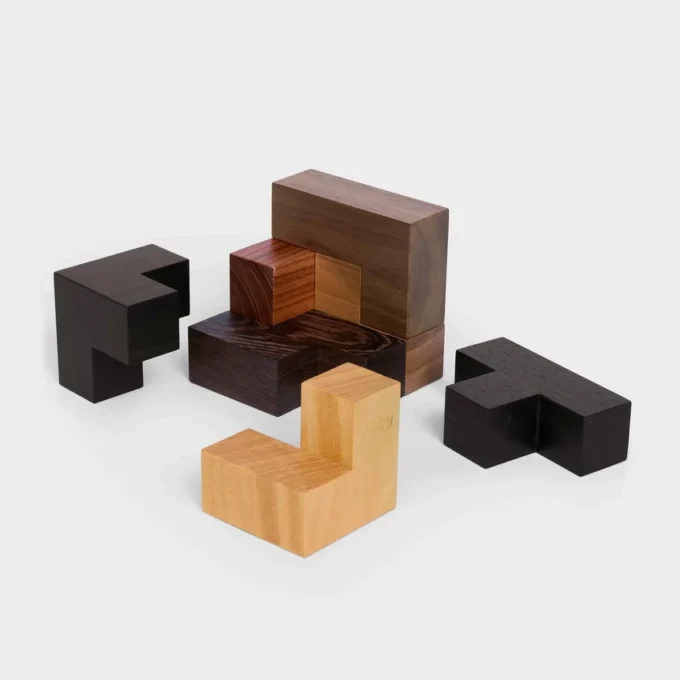 Puzzle Cube in Wood and Natural Calfskin Case Puzzle Cube in Wood and Natural Calfskin Case