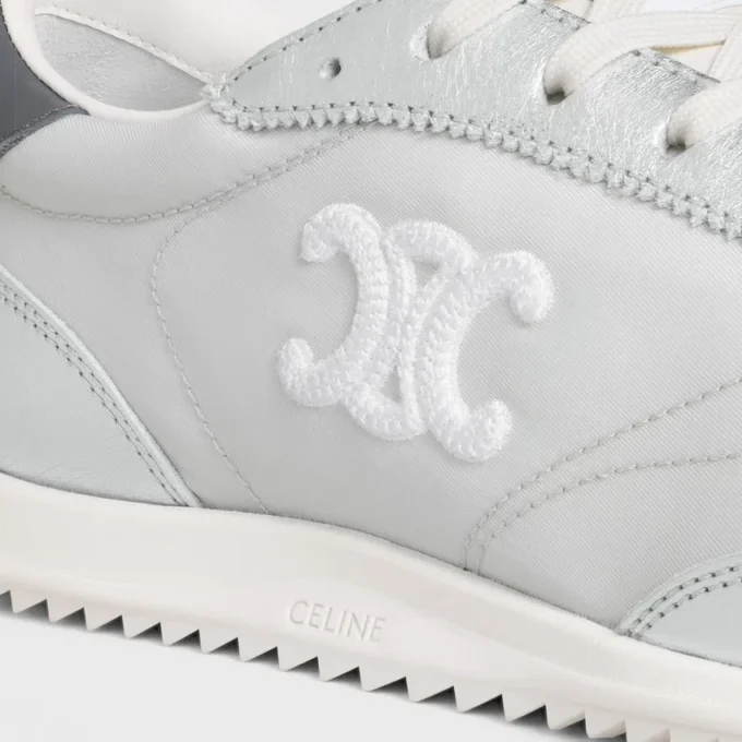 Racer Sneaker in Nylon, Laminated Calfskin and Calfskin