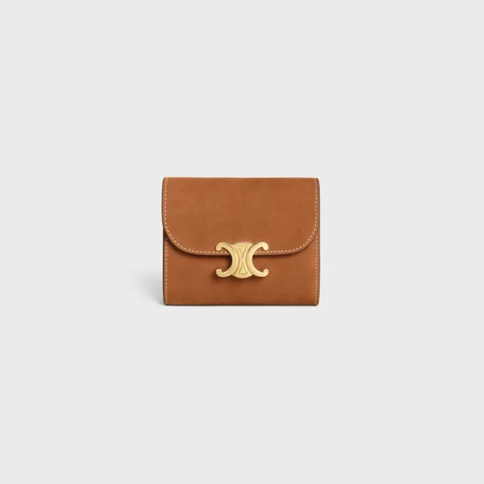 Small Flap Wallet Triomphe in Nubuck Calfskin Small Flap Wallet Triomphe in Nubuck Calfskin