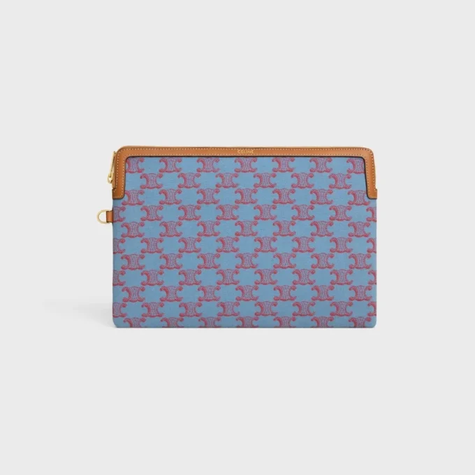 Small Pouch with Strap Cuir Triomphe in Textile with Triomphe All Over Small Pouch with Strap Cuir Triomphe in Textile with Triomphe All Over