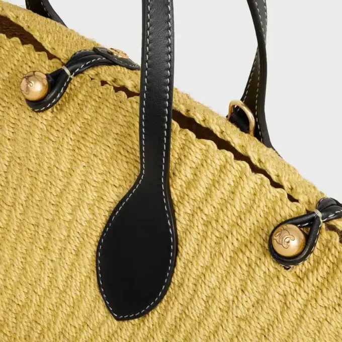 Small Triomphe Beads Basket in Sisal and Calfskin Small Triomphe Beads Basket in Sisal and Calfskin