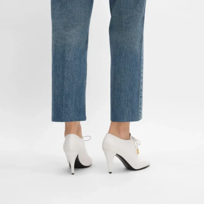 Soft Oxford Lace-Up Heeled Ballerina in Calfskin – Vegetal Tanning