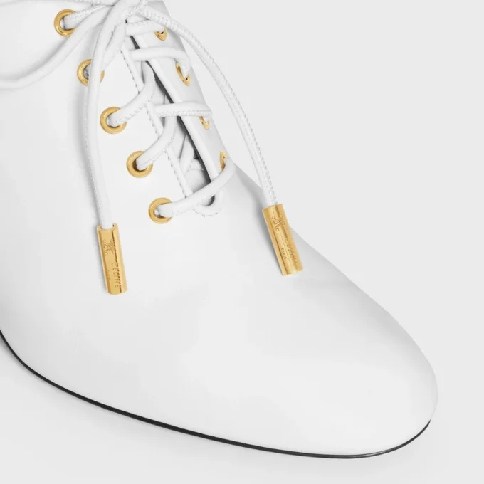 Soft Oxford Lace-Up Heeled Ballerina in Calfskin – Vegetal Tanning