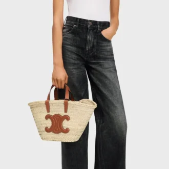 Teen Celine Classic Panier in Palm Leaves and Calfskin Teen Celine Classic Panier in Palm Leaves and Calfskin