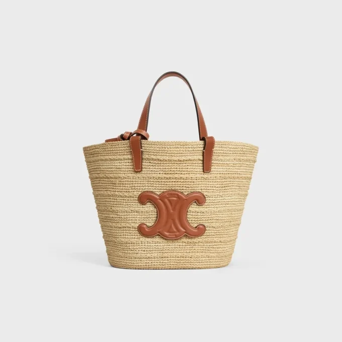 Teen Supple Celine Classic Panier in Raffia and Calfskin