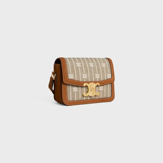 Teen Triomphe Bag in Textile with Triomphe All over and Calfskin Teen Triomphe Bag in Textile with Triomphe All over and Calfskin