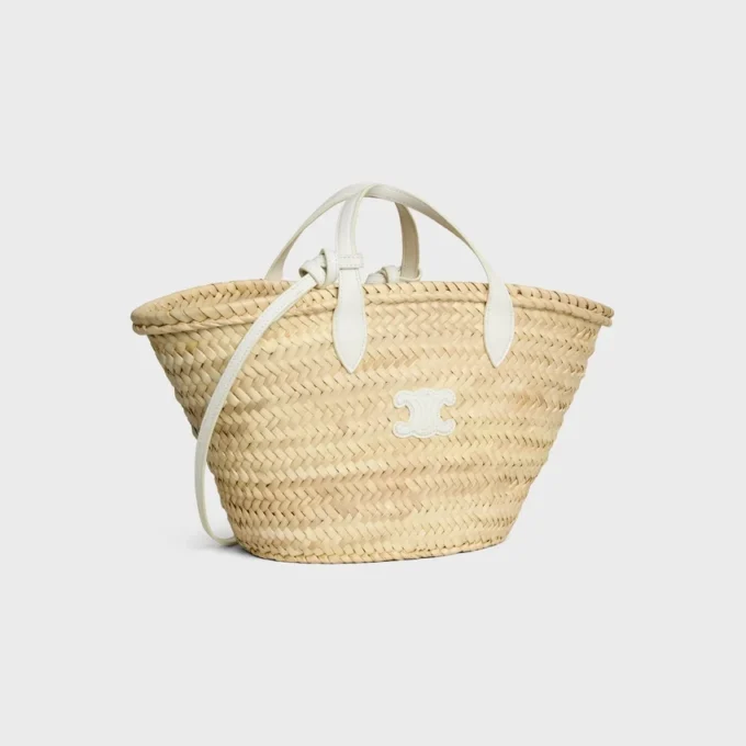Teen Triomphe Panier in Palm Leaves and Calfskin