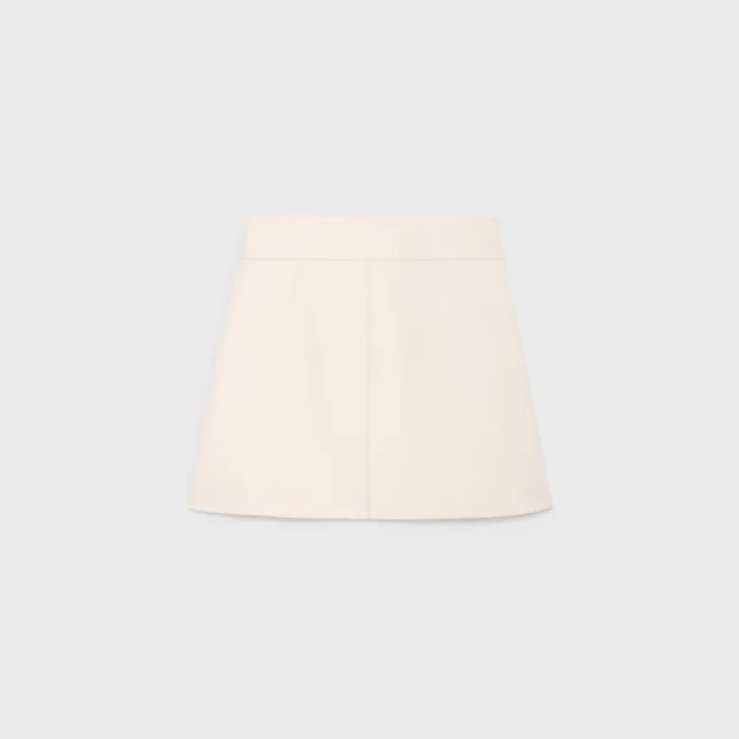 Trapeze Mini Skirt in Wool Silk Gabardine Trapeze Mini Skirt in Wool Silk Gabardine