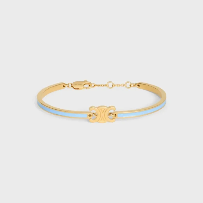 Triomphe Articulated Bracelet in Enamel and Brass with Gold Finish