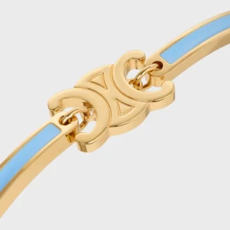 Triomphe Articulated Bracelet in Enamel and Brass with Gold Finish