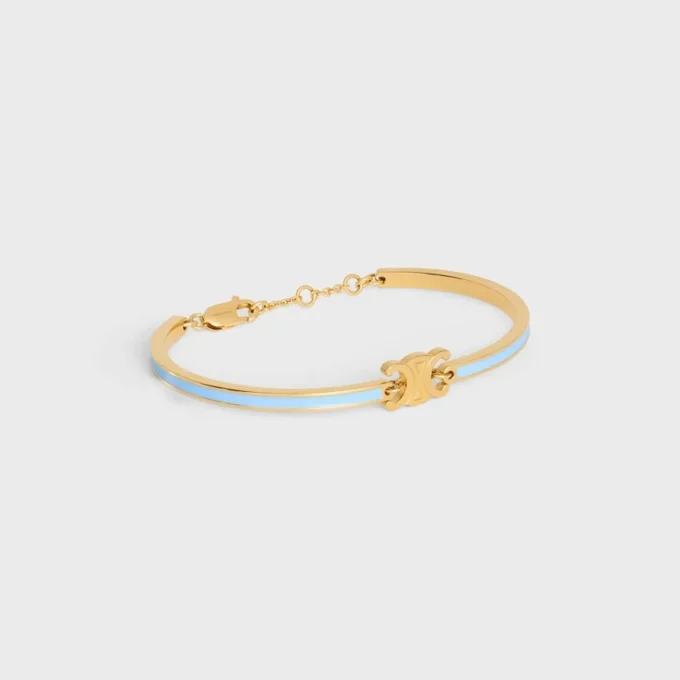 Triomphe Articulated Bracelet in Enamel and Brass with Gold Finish