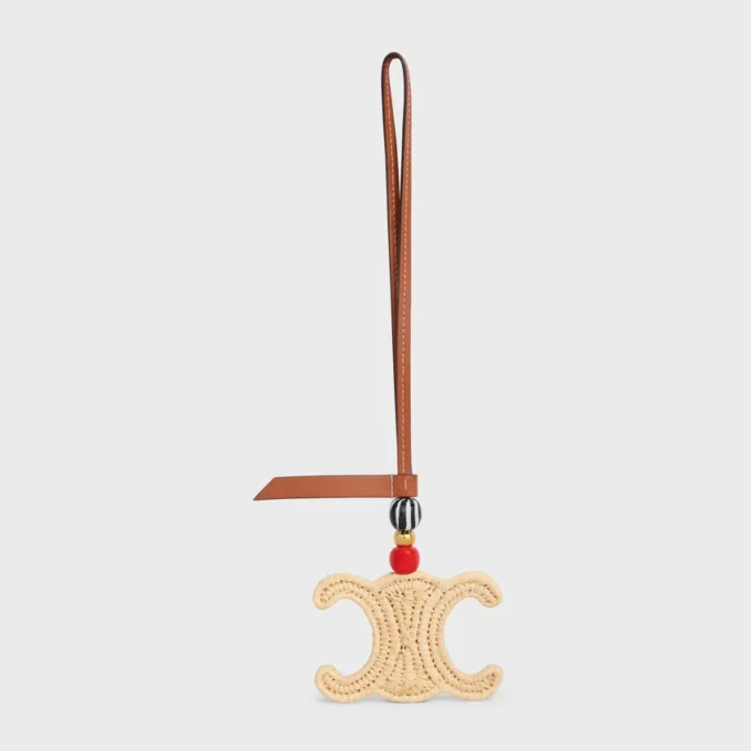 Triomphe Charm in Raffia and Natural Calfskin Triomphe Charm in Raffia and Natural Calfskin