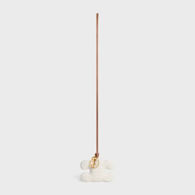 Triomphe Pom-Pom Keyring in Cotton Crochet with Gold Finishing