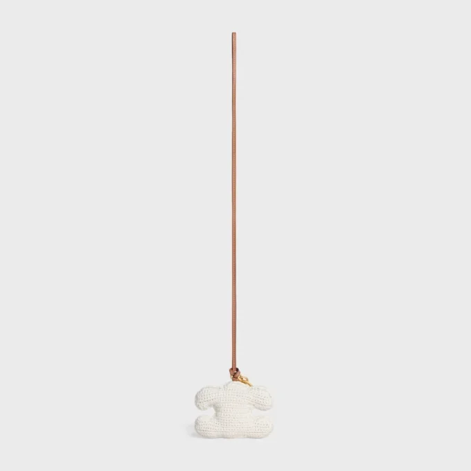 Triomphe Pom-Pom Keyring in Cotton Crochet with Gold Finishing