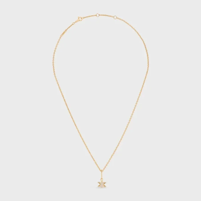 Triomphe Solitaire Sparkle Necklace in Strass and Brass with Gold Finish Triomphe Solitaire Sparkle Necklace in Strass and Brass with Gold Finish