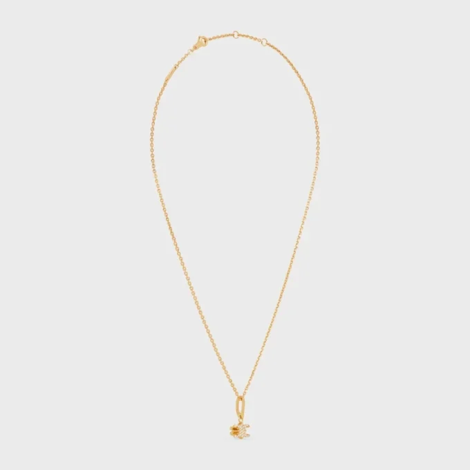Triomphe Solitaire Sparkle Necklace in Strass and Brass with Gold Finish Triomphe Solitaire Sparkle Necklace in Strass and Brass with Gold Finish