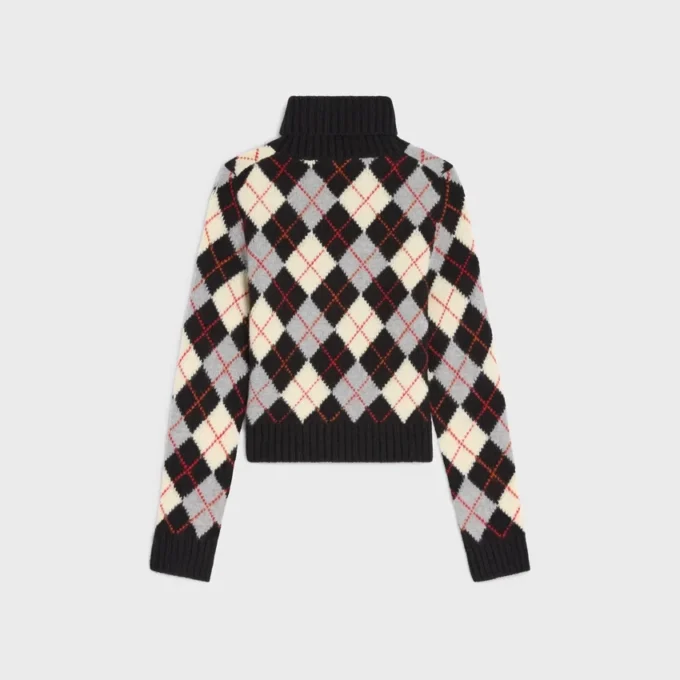 Turtleneck Sweater in Argyle Wool Turtleneck Sweater in Argyle Wool