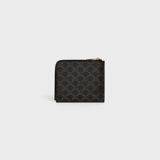 Zipped Purse with Card Holder in Triomphe Canvas and Lambskin